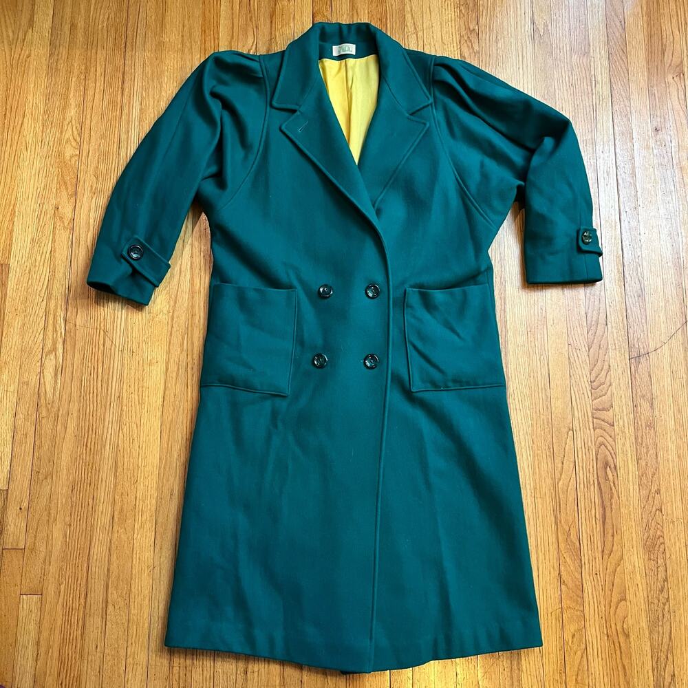 Vintage Jill Jr Trench Coat Womens Medium Large ? Wool Gren Made USA